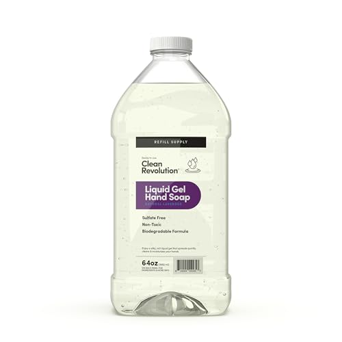 Image of Clean Revolution Liquid Gel Hand Soap Refill with Real Essential Oils - Sulfate-Free Gel Hand Wash, Moisturizing Bulk Refill, Non-Toxic Formula, Made in the USA (Natural Lavender) 64 Fl Oz