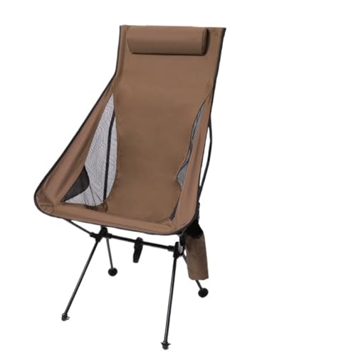 Genérico Silla de Camping Plegable portátil con reposacabezas, Silla de Pesca Ligera, Muebles de Exterior(Coffee Color)