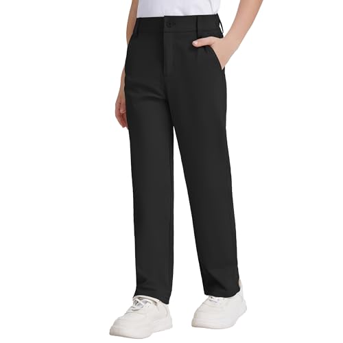 Dreammonkey Boys Golf Pants Quick Dry Stretch Performance Dress Pants | School Uniform Flat Front Slacks 5T-16 YearsBlack 6 Years