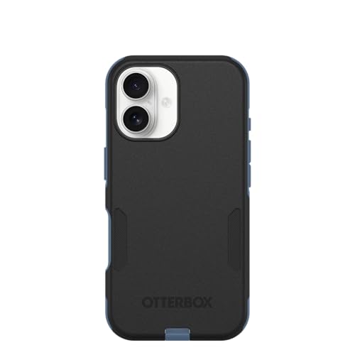 Image of OtterBox iPhone 16 (Only) - Commuter Series MagSafe Case - Sovereign Navy (Black & Blue) - Built-in Magnets - Slim & Tough - Pocket-Friendly - with Port Protection