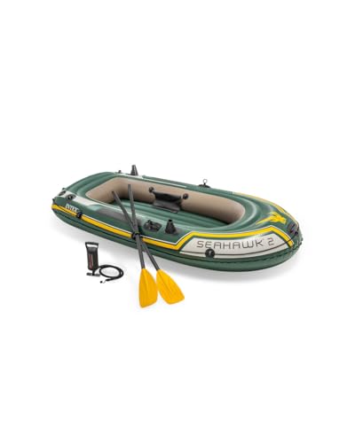 Image of Seahawk 2, 2 Person Inflatable Boat for Flood Rescue, Adventure, Rafting, Fishing, with Oars & Air Pump (68347)
