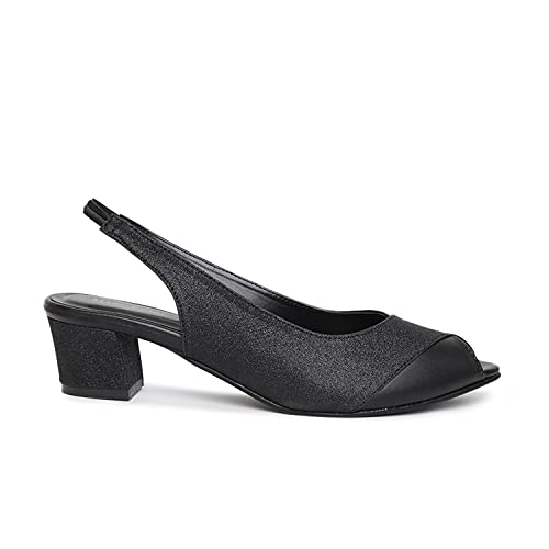 Image of Marc Loire Women's Slip On Shimmer Peep Toes Block Heel Fashion Sandals for Casual, Outdoor, Party and Holidays