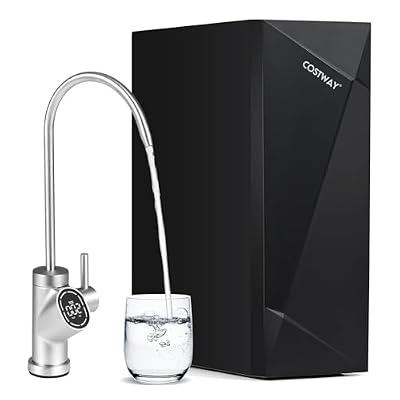 COSTWAY AW-RB20 Alkaline PH+ Reverse Osmosis Water Filter, 600 GPD Tankless Under-Sink RO System with 8-Stage Filtration, Smart LED Faucet, 2:1 Pure to Drain Ratio, High-Efficiency Water Purification