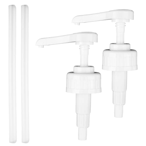 Bomba de jarabe dosificadora de 2 piezas, 1 L, 38/410, bomba de jarabe reutilizable, 5 ml por presión, bomba de alimentos compatible con botellas de cuello de 30 mm, bomba para champú y botellas de