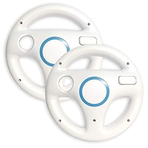 Old Skool Mario Kart Racing Wheel Compatible with Nintendo Wii and Wii U 2 Pack – White