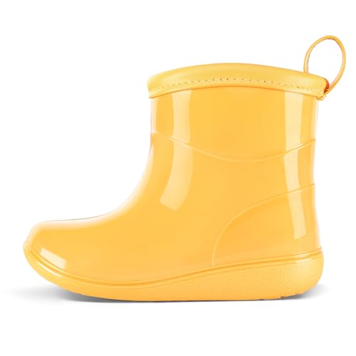 K KomForme Toddler Rain Boots Baby Easy-on Rain Shoes for Boys and Girls Waterproof Lightweight Outdoor,Size 5 Toddler,Yellow
