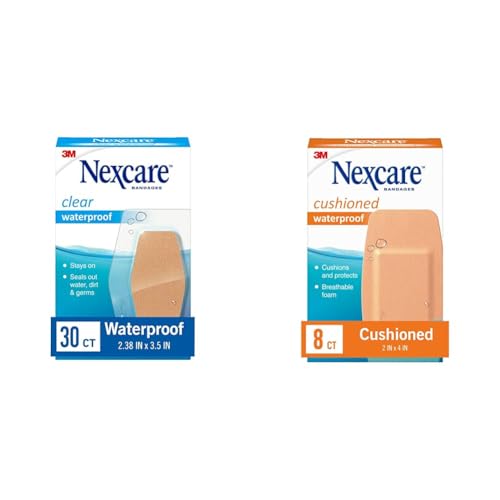 Nexcare Waterproof Clear & Cushioned Bandages for Knee, Elbow & H...