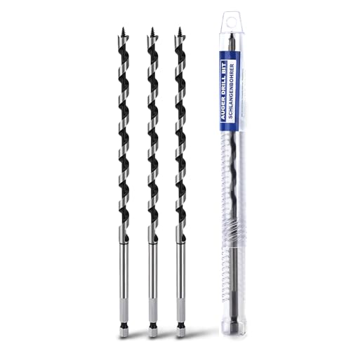 3 Pack 3/8" X 9.84" Auger Bit for Wood, 10x250mm Hex Long Auger Drill Bit