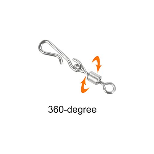 PATIKIL Fishing Rolling Swivel with Hanging Snap, 60 Pack 9lb Stainless Steel Fishing Terminal Tackle, Silver - Image 4