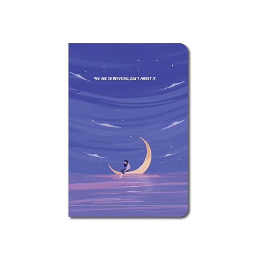 Image of FACTOR NOTES A6 Notebook (Moon Rider) | Ruled, 160 Pages, 90 GSM Thick Paper | Cute Aesthetic Notebook for Women