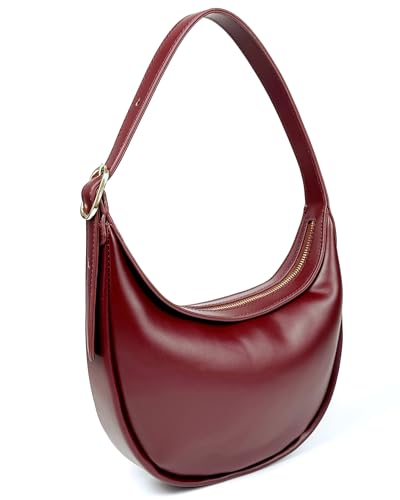 Crescent Shoulder Bag for Women PU Leather Small Crossbody Purse Adjustable Strap Half Moon Underarm Bag