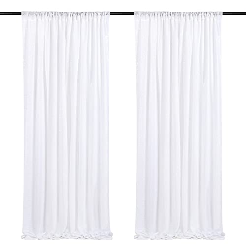 Image of White Sequin Backdrop Curtains-2 Panels 3FTx8FT White Backdrop for Wedding, Glitter Party Decorations Background Drapes for Birthday Party Anniversary Graduation Photo Booth Decor