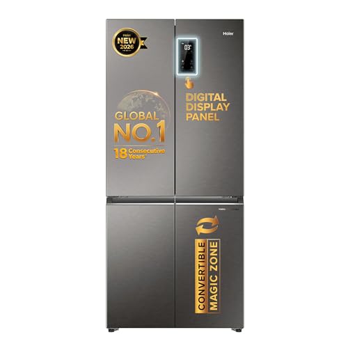 Image of Haier 520 L 3 Star Lumiere Frost Free Triple Inverter French Door Side by Side Refrigerator (HRB-600IS, Inox Steel, Magic Convertible Zone, Deo Fresh Technology, 2026 Model)