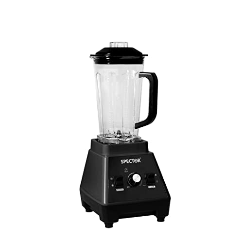 Spector 2L Commercial Blender, High-Speed Mixer Food Processor, Juicer Smoothie, Ice Breaker, Ice Crush, 3 Speeds, 6 Stainless steel blades, 1600W Power Motor, Blend, Chop, Grind & Purée,Black
