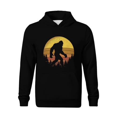 Kids Retro Bigfoot Believer Silhouette Sasquatch Hide And Seek Vintage Boys Girls Lightweight Kangaroo Pocket Hoodies2