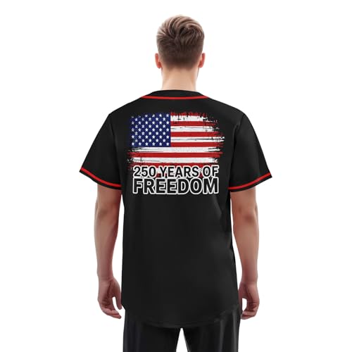 Camiseta masculina de béisbol 250 Aniversario USA 1776-2026 Águila Patriótica Día de la Independencia Botones Secado rápido miniatura 3