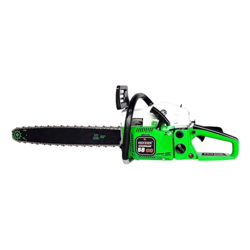 Image of 58CC Heavy-Duty Chainsaw (Green) | 2025 Upgraded Model | 2-Stroke Petrol Engine | Fuel-Efficient & Durable Wood Cutting Machine for Farming, Gardening & Forestry | Dual Silencer