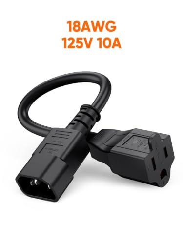 Image of CableCreation 5-Pack 1-Foot NEMA 5-15R to IEC 320 C14 Power Cords, 0.3 M