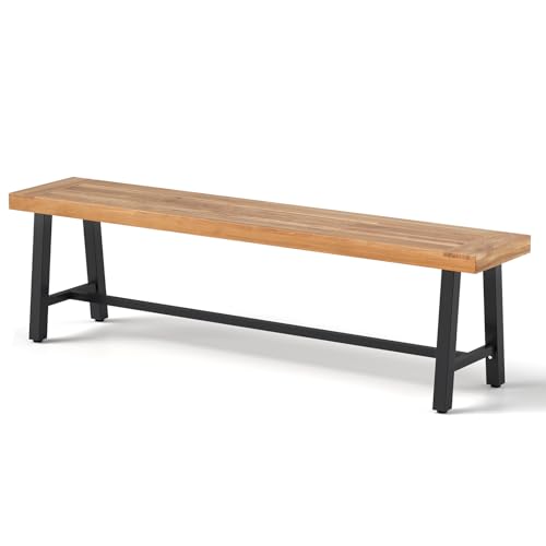 GOPLUS Banc de Terrasse de 160 cm, Banc de Salle à Manger Long en Bois d'Acacia, Siège d'Extérieur sans Dossier pour 3 Personnes, Capacité 360 KG, pour...