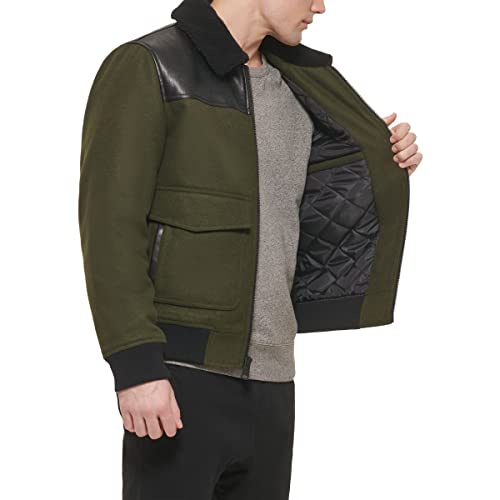 Tommy Hilfiger Men's Mixed Media Wool Blend Sherpa Collar Bomber, Plaid, Medium4