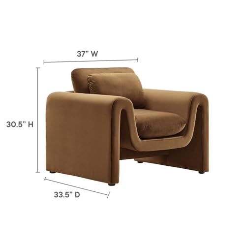Sillón Curvo Terciopelo Marrón miniatura 3