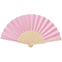 Ventilador Colours Colours & Beauty Abanico De Tela Con Purpurina Color Rosa Claro Para Mujer | Abanico De Boda | Abanicos De Boda Personalizados | Abanico Japonés | Abanico Ceremonia | Abanico Mujer Elegante
