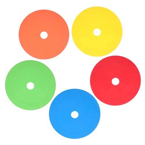 ibasenice 5pcs Football Training Discs Soccer Exercise Markers Hole Made of TPE Durable for Sports Fields