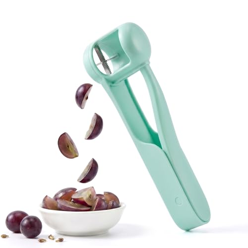 Image of Homnoble Grape Cutter for Toddlers & Baby - Stainless Steel Grape & Cherry Tomato Slicer for Kids Lunch Box - Portable Small Fruit Quarterer Tool, Prep for Salad & Healthy Snacks