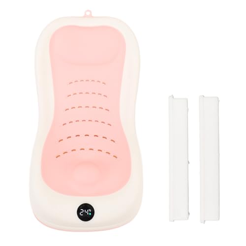 Support de bain pour bébé avec thermomètre et évier souple rose