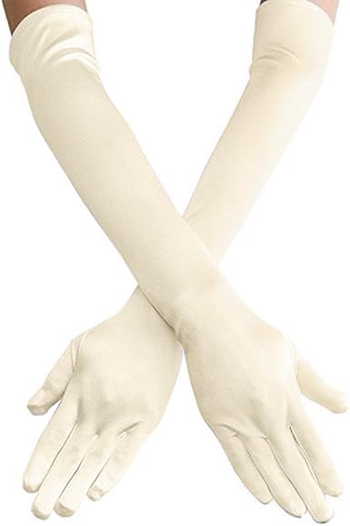 Long Opera Party Gloves for Women 1920s 20s Satin Gloves Costumes Elbow Length Bridal Evening Dress, 21.6 inches
