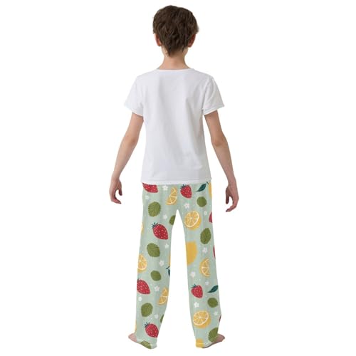 ZZXXB Lemon Strawberry Boys Long Pants Soft Trousers Elastic Waist Kids Lounge Bottoms with Pockets S-XL3