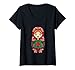 Femme Poupées Matryoshka rouges Poupée gigogne russe Matryoshka T-Shirt avec Col en V
