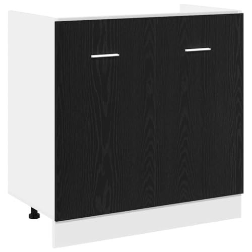 vidaXL Mueble Bajo para Fregadero Roble Negro 80x46x81,5 cm Madera Ingenierizada