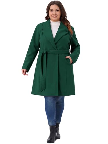 Image of Agnes Orinda Women Plus Size Lapel Double Breasted Belted Winter Coats