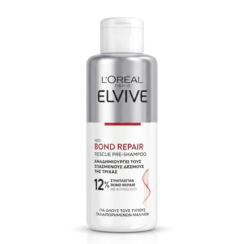 Image of L'Oreal Paris Elvive Bond Repair Rescue Pre-Shampoo Treatment for Damaged Hair, 12% Bond Repair Complex with Citric Acid, Strengthens & Repairs Hair Bonds, 200ml