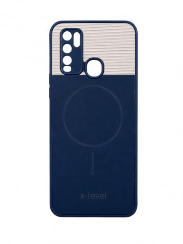Image of Bintage Mac Safe Design Hard Slim Back Case | Soft Border Camera Protect | Dual PU Leather Finish Back Cover Compatible for Vivo Y50 / Vivo Y30 - Royal Blue