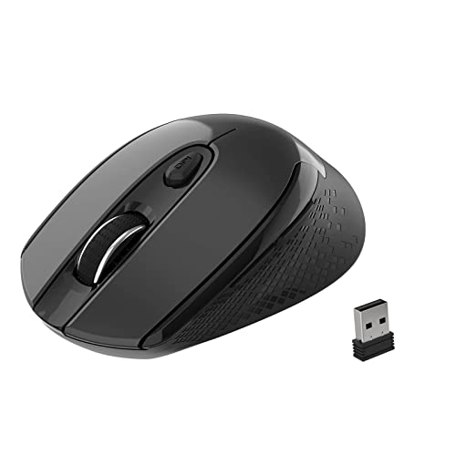 cimetech 2.4G Wireless Mouse, Ergonomic Mouse for Laptop Computer, 6 Buttons, 3 Adjustable Levels, Optical - Silent - Symmetrical Design