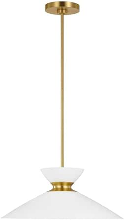 Generation Lighting-Heath-1 Light Wide Pendant in Relaxed Mid-Century Style-18.5 Inch Wide by 7.5 Inch Tall-Burnished Br