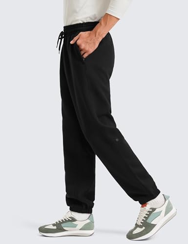 CRZ YOGA Cotton Fleece Sweatpants for Men 32" Loosed Fit Lounge Casual Elastic Bottom Sweat Pants with Zipper Pockets3