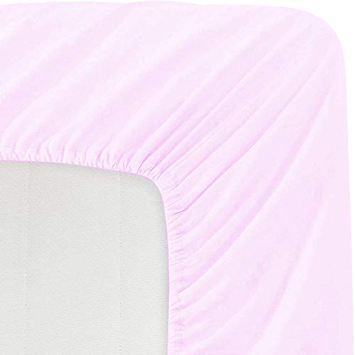 Image of Sweet Dream's 750 Collection Egyptian Cotton Fitted Bedsheet 4 to 12 Inch Matress 15 inch Drop Extra King Size Bed (78x78) Inches (6.5 by 6.5) Feet + 2 Pillow Covers (18x28), Baby Pink