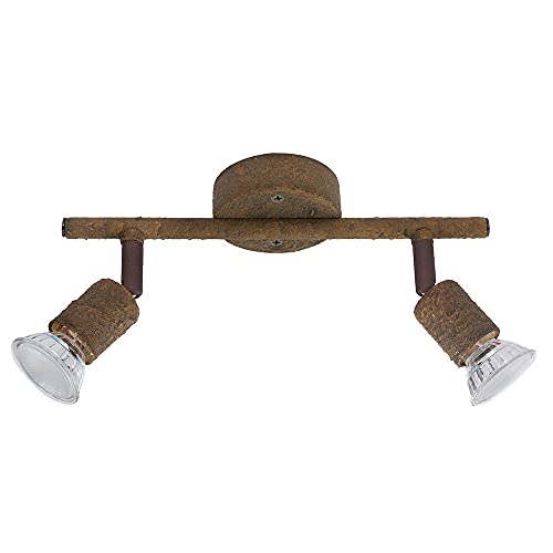 Plafón techo rústico 2 focos orientables 3W LED GU10 lámparas incluidas Referencia 234-3012