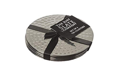 The Just Slate Company JS/SS/FH/C4/B Posavasos de Acero Inoxidable con Martillado, Juego de 4 Cover