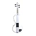 Cecilio Electric/Silent Violin - Style 2, Full Size (4/4) - Ebony Fittings - Metallic Pearl White - Includes Case, Bow, Rosin, Aux Cable, and Headphones