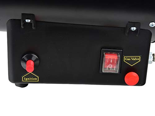 Close-up of the Geko G80410 control panel with Ignition and Gas Valve buttons