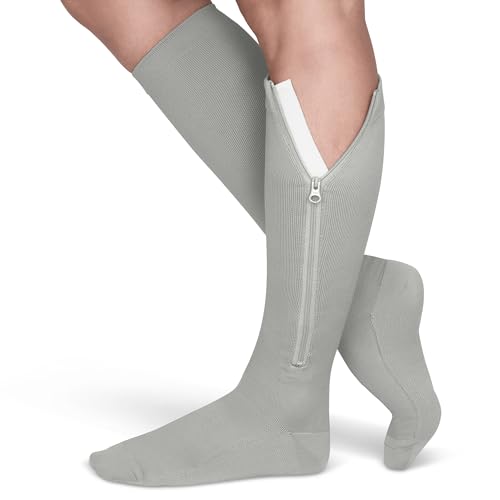Image of TheraMagic Zipper Compression Socks for Men & Women, 20-30mmHg Closed Toe Graduated Zippered Compression Stocking
