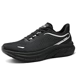 Men's Road Running Shoes Walking Athletic Trainers Lightweight Comfortable Cushioning Non-Slip Breathable Sneakers Black EU43