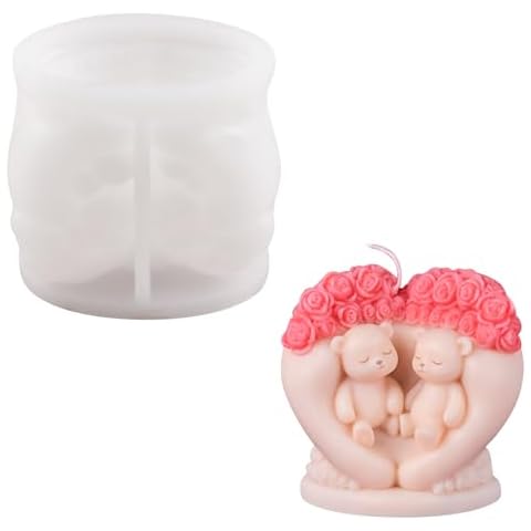WANDIC Bear Shape Candle Silicone Mould Cover