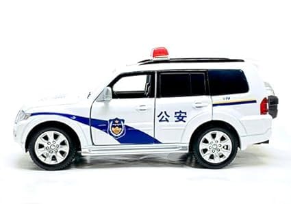 Image of 1 /32 Mitsubishis Police Pajero SUV Legering Model Auto Metal Diecast Voertuig Speelgoed Model Collection Simulatie Geluid Licht Speelgoed Voor Kids Gift (White)
