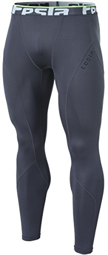 TSLA Men's Thermal Compression Pants, Athletic Running Tights & Sports Leggings, Wintergear Base Layer Bottoms, Thermal Core(yup33) - Dark Grey, Medium