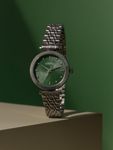 Image of French Connection Textured Green Round Dial with IP Steel Stainless Steel Metal Strap Watch - for Womens FCN0133SM
